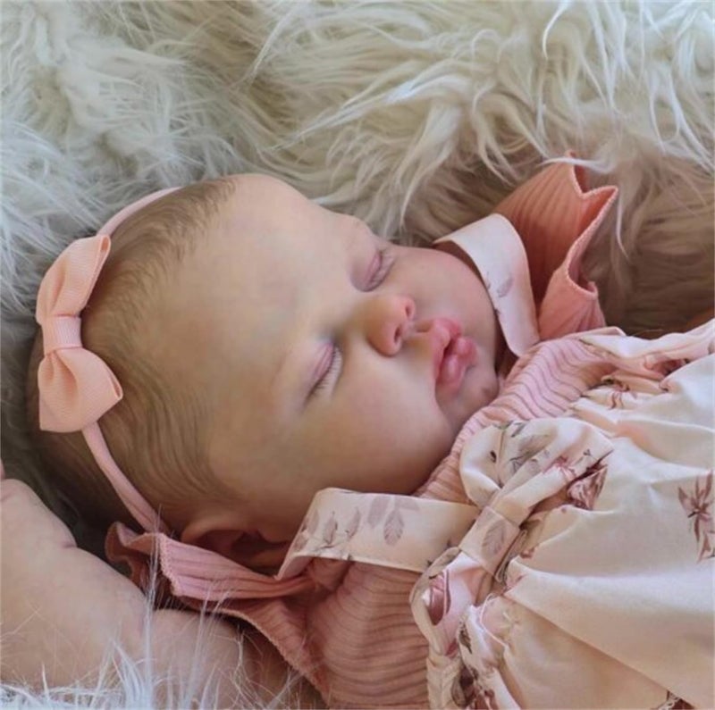 Zero Pam Real Life 24 inch 60 cm Reborn Baby Dolls Girl,Big Size Chubby Newborn Silicone Vinyl Baby Doll Soft Cloth Body,Lifelike Closed Eyes Painted Hair Toddler Doll for Kids and Collectors - Image 3