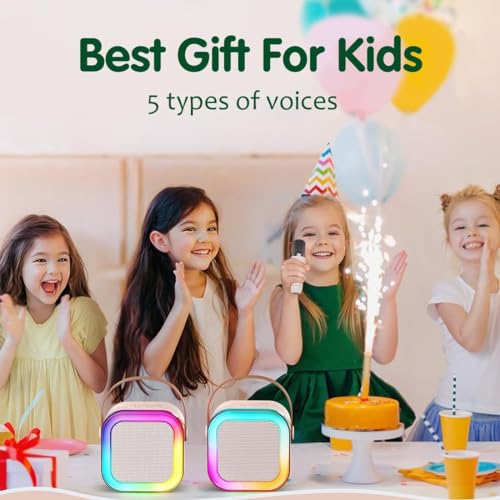 MOROVIK Karaoke Machine for Kids Adults, Mini Portable Blue-Tooth Karaoke Speaker with Wireless Microphone and Dynamic Lights Birthday Gift Home KTV Outdoor Travel Karaoke Machine New - Image 4