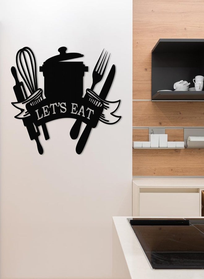 XORT Kitchen Metal Sign, Metal Kitchen Wall Art, Let's Eat Sign for Home Kitchen Dining Living Room Hanging Plaque Decoration. (Black - 14 x 10 inch) - Image 3