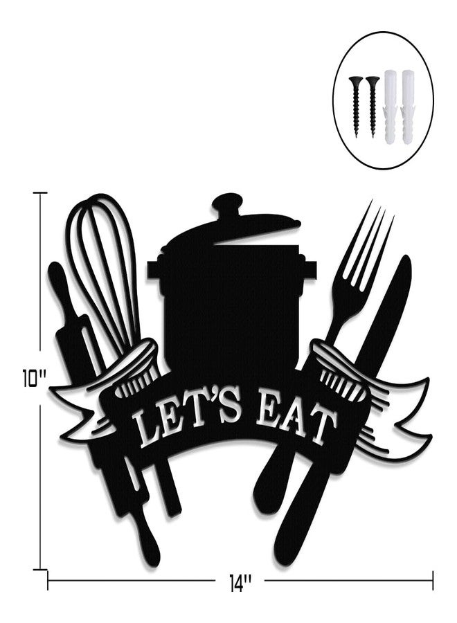 XORT Kitchen Metal Sign, Metal Kitchen Wall Art, Let's Eat Sign for Home Kitchen Dining Living Room Hanging Plaque Decoration. (Black - 14 x 10 inch) - Image 4