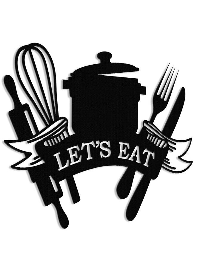 XORT Kitchen Metal Sign, Metal Kitchen Wall Art, Let's Eat Sign for Home Kitchen Dining Living Room Hanging Plaque Decoration. (Black - 14 x 10 inch) - Image 5