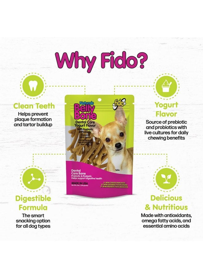Fido Naturals Belly Bones for Dogs, Yogurt Flavored Mini Dog Dental Treats - 21 Treats Per Pack, 3 Pack - for Small Dogs, Made in USA, Plaque & Tartar Control, Fresh Breath, Digestive Health Support - Image 3