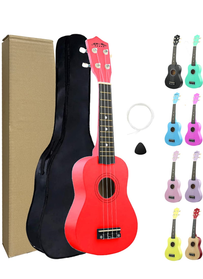 Mike Music - Soprano Ukulele for Kids Adults 21 inch Ukuleles for Beginners Ukalelee Uke Hawaii Mini Guitar for Kids Beginners Students Small Guitar Ukulele with Gig Bag, 1 Spare String and Pick-Red - Image 1
