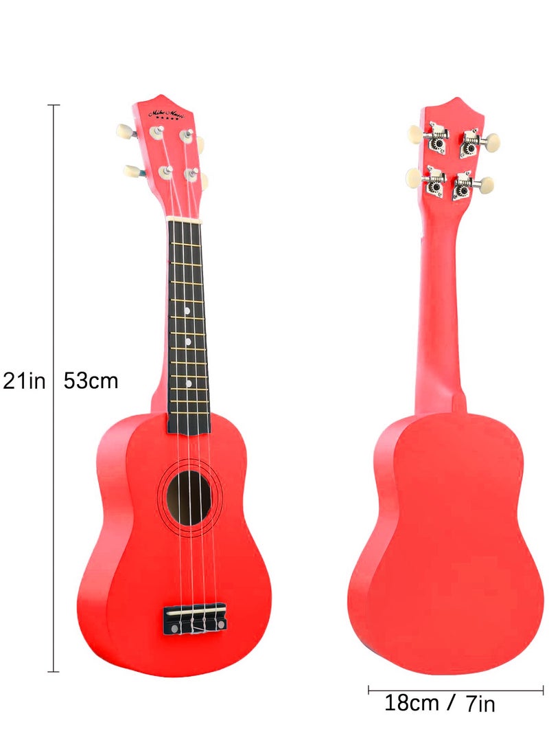 Mike Music - Soprano Ukulele for Kids Adults 21 inch Ukuleles for Beginners Ukalelee Uke Hawaii Mini Guitar for Kids Beginners Students Small Guitar Ukulele with Gig Bag, 1 Spare String and Pick-Red - Image 1