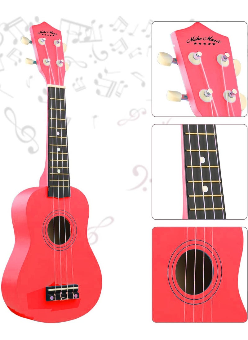 Mike Music - Soprano Ukulele for Kids Adults 21 inch Ukuleles for Beginners Ukalelee Uke Hawaii Mini Guitar for Kids Beginners Students Small Guitar Ukulele with Gig Bag, 1 Spare String and Pick-Red - Image 1