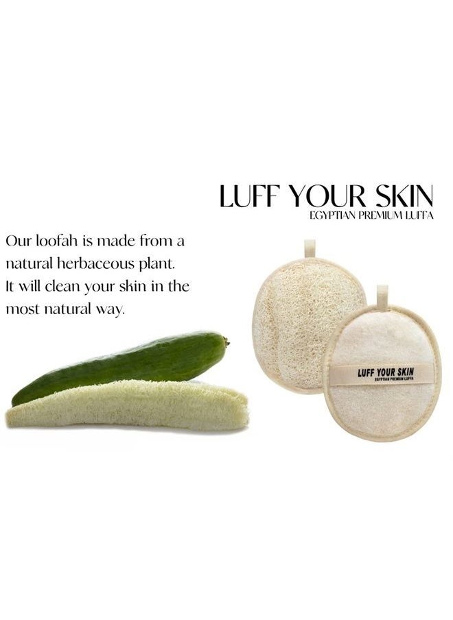 LUFF YOUR SKIN - Natural Loofah Sponge - Made with 100% Egyptian All Natural Luffa Sponges - Bath Sponges for Shower for Men & Women - Loofah Exfoliating Body Scrubber & Dead Skin Remover - Pack of 2 - Image 1