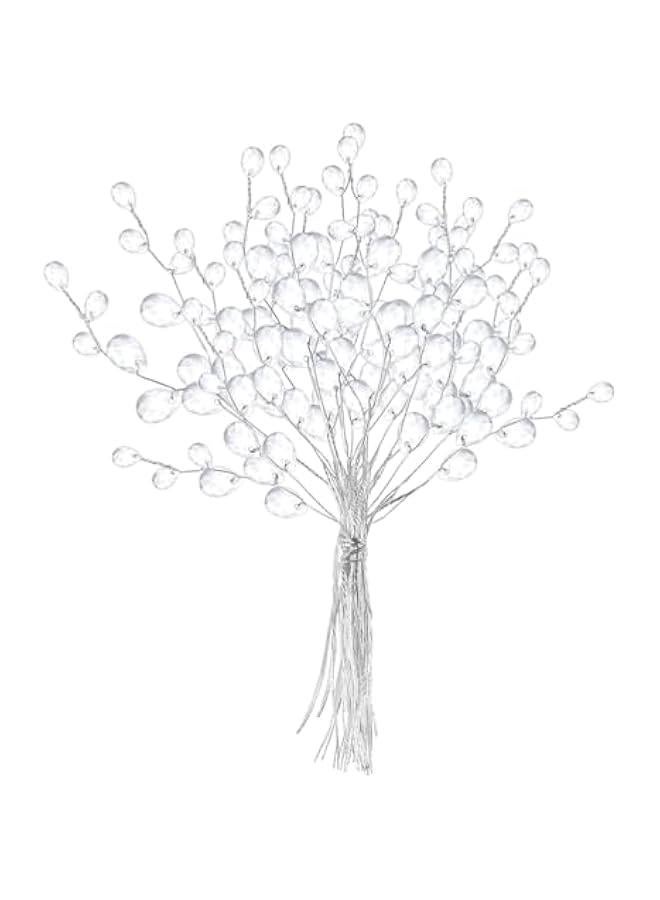 Generic 25 Pcs Artificial Bouquets Acrylic Bead Drops Sprays Crystal Stem Branches Beaded String Bridal Picks for Wedding Party Home Decor DIY Craft - Image 1