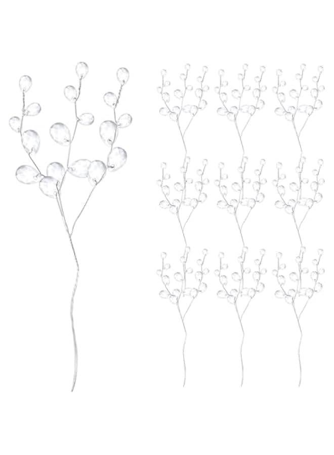 Generic 25 Pcs Artificial Bouquets Acrylic Bead Drops Sprays Crystal Stem Branches Beaded String Bridal Picks for Wedding Party Home Decor DIY Craft - Image 3