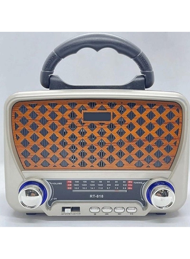 Denx DENX HI-FI-Speaker Retro Bluetooth Old Radio, Portable AM FM Radio with Flashlight, USB/TF Card/AUX, Rechargeable Wireless Handheld Speaker for Outdoor, Travel, Emergency, DX2434  - Image 3