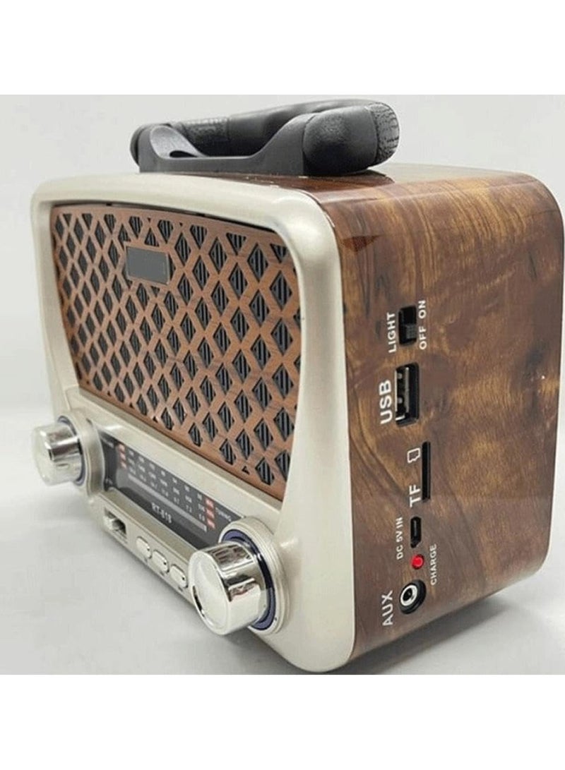 Denx DENX HI-FI-Speaker Retro Bluetooth Old Radio, Portable AM FM Radio with Flashlight, USB/TF Card/AUX, Rechargeable Wireless Handheld Speaker for Outdoor, Travel, Emergency, DX2434  - Image 2