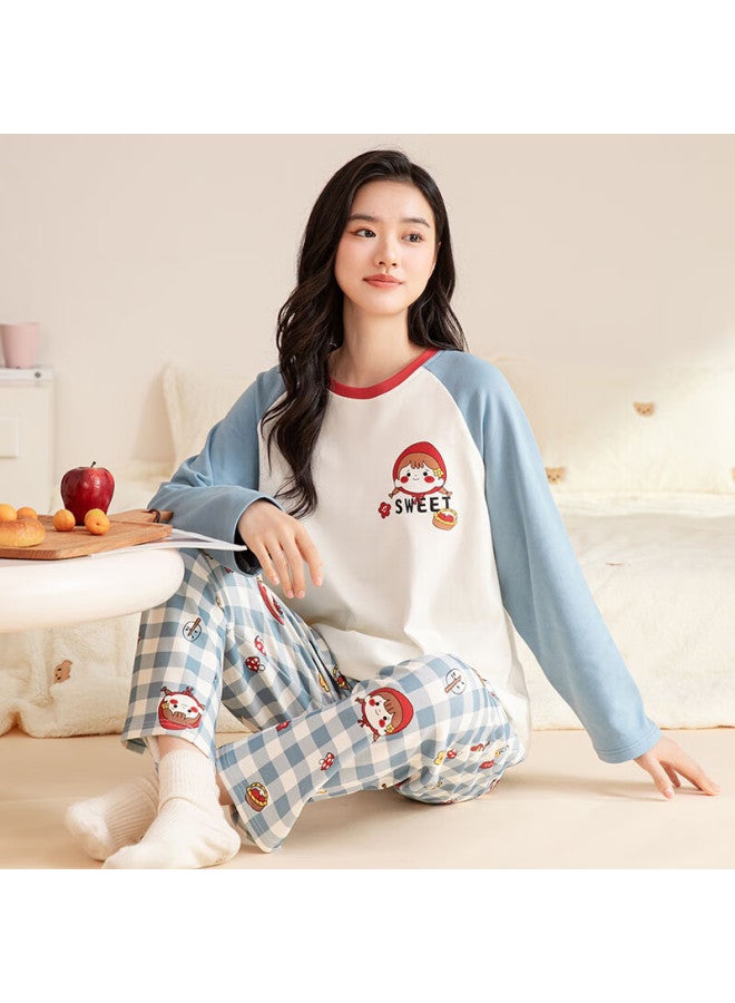 FENTENGCARE Fenteng Kean Women's Sleepwear Spring New Pure Cotton Soft Cotton Wearable Round Neck Long Sleeve Homewear Set Q0053 - Image 3