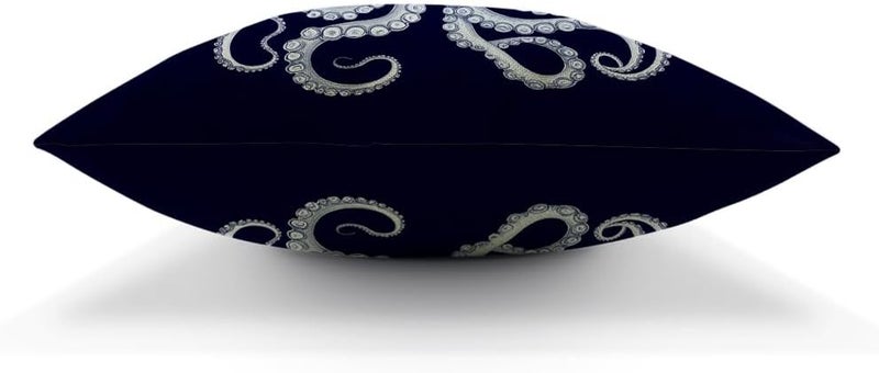 Moslion Octopus Pillow Case,Cute White Giant Octopus on Dark Blue Background Throw Pillow Case 18" x 18" Inch Cotton Linen Cushion Cover for Men Women Navy Blue White - Image 5