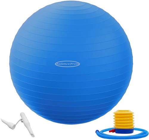 Fitvids كرة تمارين مضادة للانفجار ومقاومة للانزلاق من فيتفيدز - سعة 2,000 رطل، زرقاء، 26 بوصة - Image 1