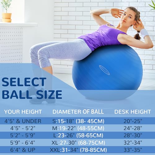 Fitvids كرة تمارين مضادة للانفجار ومقاومة للانزلاق من فيتفيدز - سعة 2,000 رطل، زرقاء، 26 بوصة - Image 2