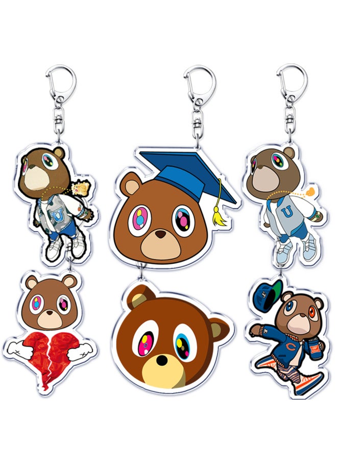 Generic - Popular Rapper YE Keychains for Accessories Bag Graduation Kanye Dropout Bear Key Chain Keyring Jewelry Fans Friends West Gifts-Color:9-Ships From:CHINA - Image 1