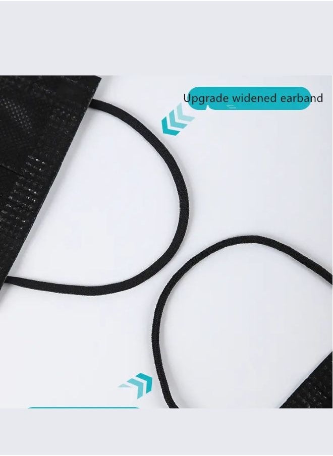 Generic - Black 3-Ply Disposable Face Masks - 50-Pack Comfortable and Breathable Mask with High Protection - Black Face Mask for Adults and Kids, Medical Mask for Daily Use, Travel, Work, School, and Outdoor Activities - Non-Woven Masks with Soft Ear Loops, Personal Protective Face Covering, Dust and Particle Protection, Latex-Free Black Masks - Image 1