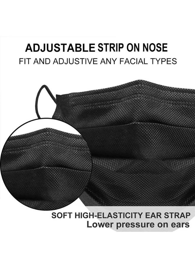 Generic - Black 3-Ply Disposable Face Masks - 50-Pack Comfortable and Breathable Mask with High Protection - Black Face Mask for Adults and Kids, Medical Mask for Daily Use, Travel, Work, School, and Outdoor Activities - Non-Woven Masks with Soft Ear Loops, Personal Protective Face Covering, Dust and Particle Protection, Latex-Free Black Masks - Image 1