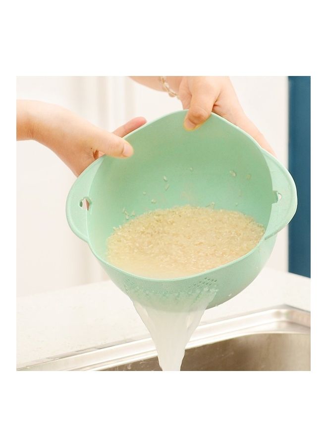 Loquat Multi-Functional Plastic Strainer With Washing Bowl Green - Image 4