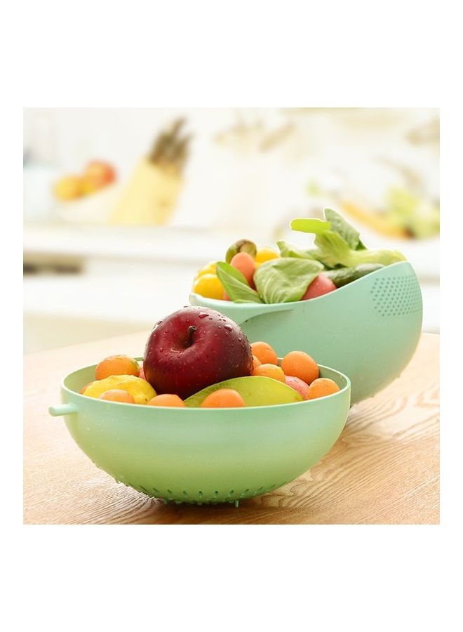 Loquat Multi-Functional Plastic Strainer With Washing Bowl Green - Image 2