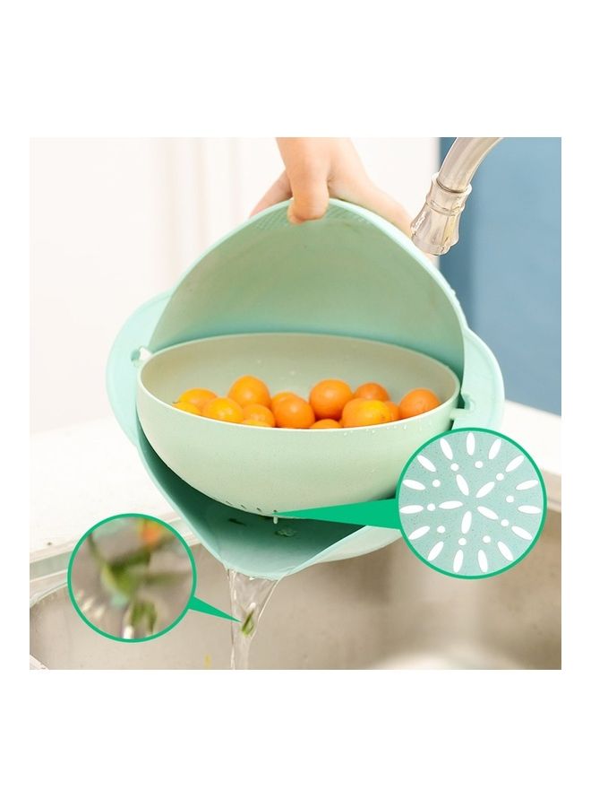 Loquat Multi-Functional Plastic Strainer With Washing Bowl Green - Image 3