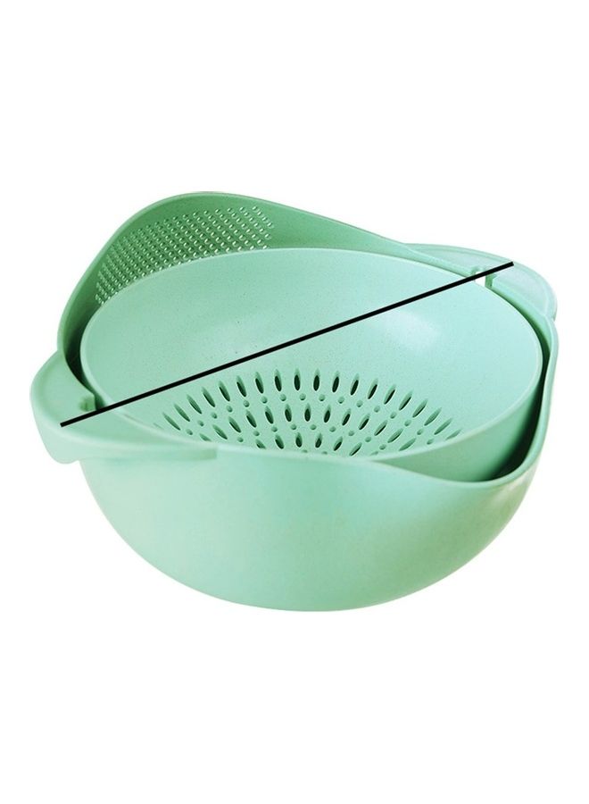 Loquat Multi-Functional Plastic Strainer With Washing Bowl Green - Image 1