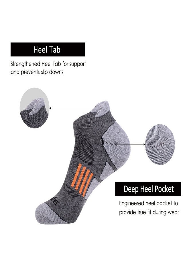JOYNÉE Men's 6 Pack Athletic No Show Performance Comfort Cushioned Low Cut Running Tab Socks,Grey 1,Sock Size:10-13 - Image 4