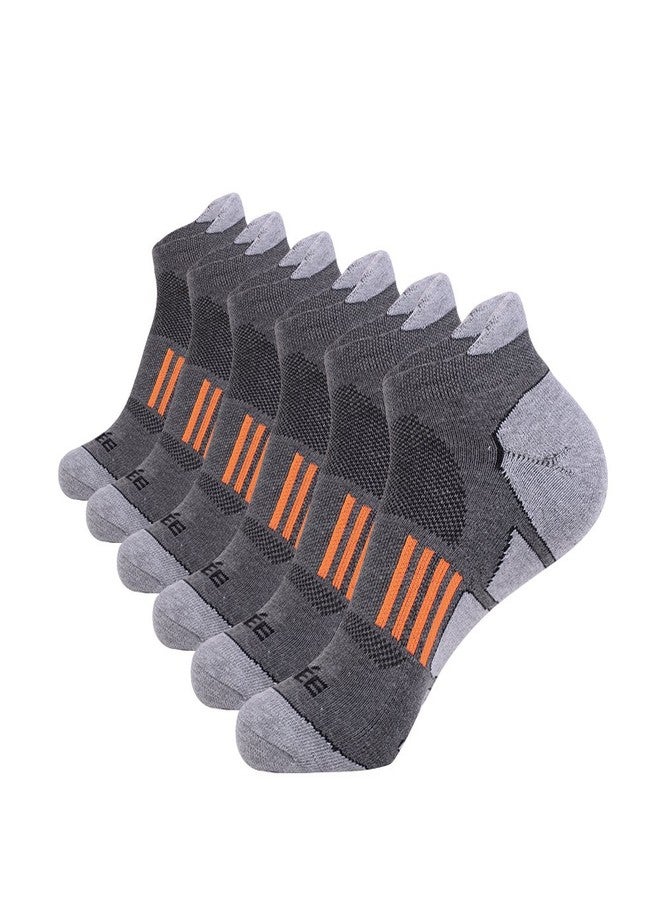 JOYNÉE Men's 6 Pack Athletic No Show Performance Comfort Cushioned Low Cut Running Tab Socks,Grey 1,Sock Size:10-13 - Image 1