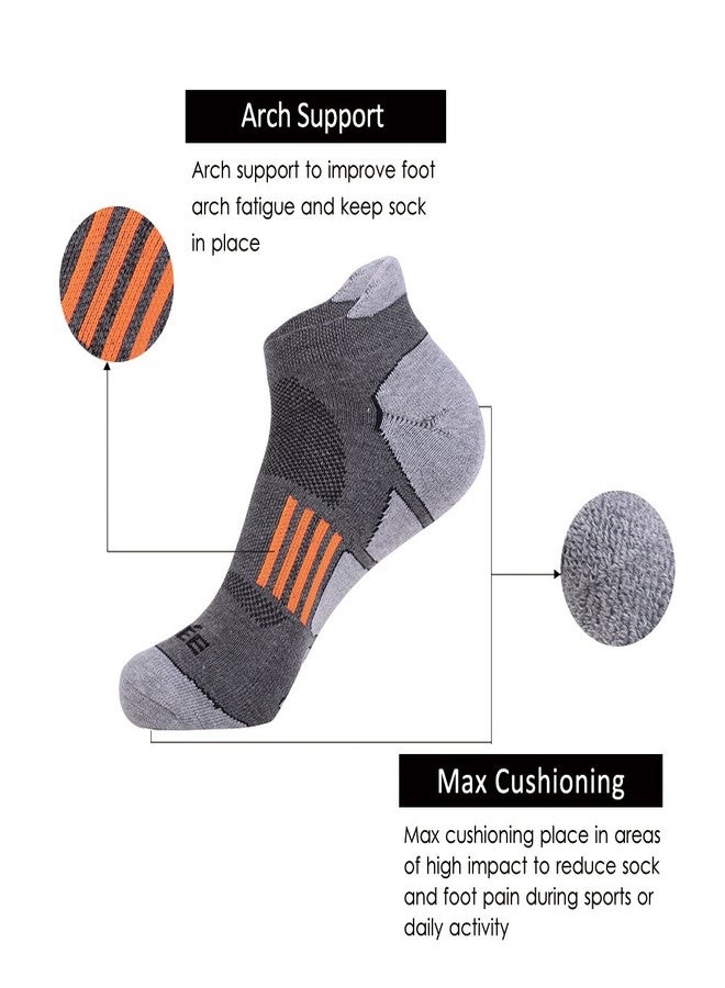 JOYNÉE Men's 6 Pack Athletic No Show Performance Comfort Cushioned Low Cut Running Tab Socks,Grey 1,Sock Size:10-13 - Image 2