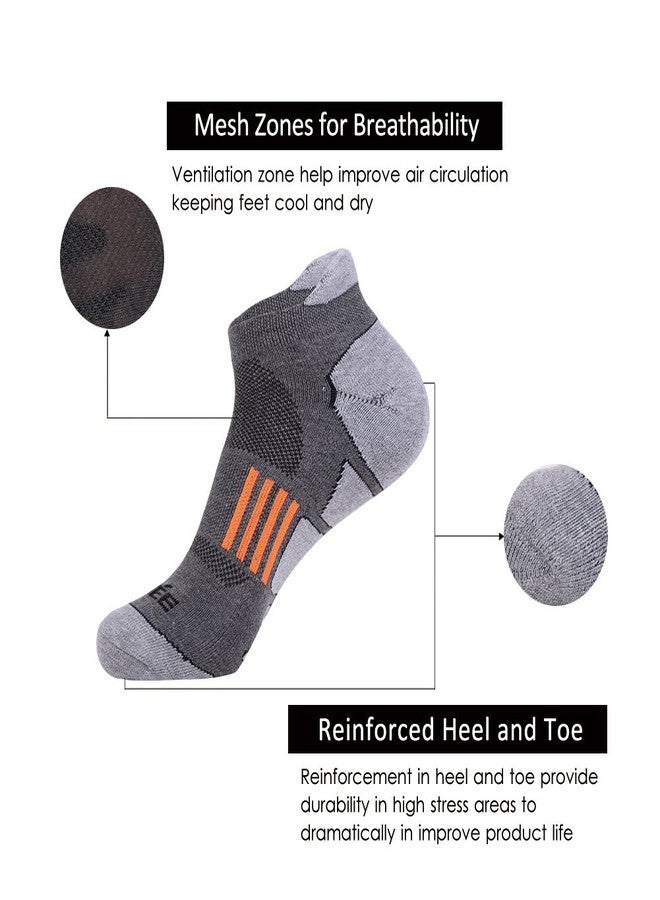 JOYNÉE Men's 6 Pack Athletic No Show Performance Comfort Cushioned Low Cut Running Tab Socks,Grey 1,Sock Size:10-13 - Image 3