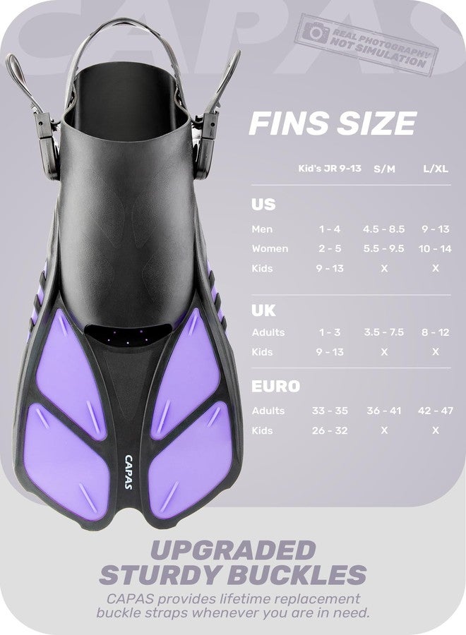 CAPAS Snorkel Fins, Swim Fins Travel Size Short Adjustable for Snorkeling Diving Adult Men Women Kids Open Heel Swimming Flippers - Image 2