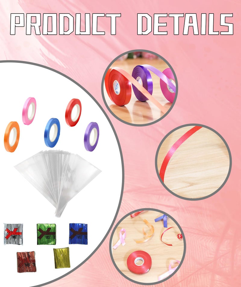 INIMAGINE 100 Pcs Return Gift Bags for Kids Birthday, Return Gift Bags for Kids Clear Cellophane Cones with Twist Ties & Ribbons | Festive Reusable Goodie Bags for Parties Holidays & Themed Events - Small Size for Candies Treats & Favor - Image 2