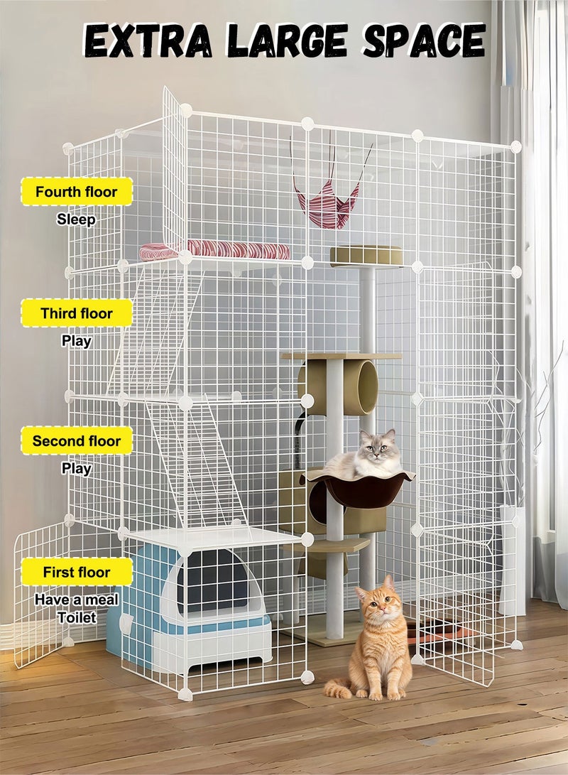 كيدل كبيرة قطة قفص قابلة للفصل داخلية الحيوانات الأليفة صندوق غلافات الحيوانات بيت سياج ممارسة مكان مثالي ل 1-3 القطط، الحيوانات الصغيرة - Image 2
