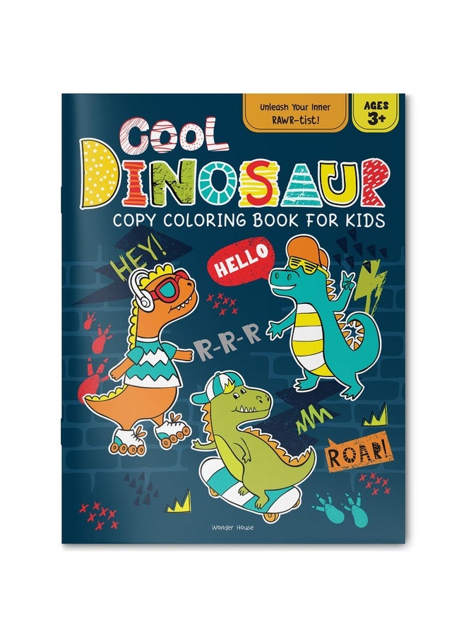 Cool Dinosaur Copy Coloring Book For Kids