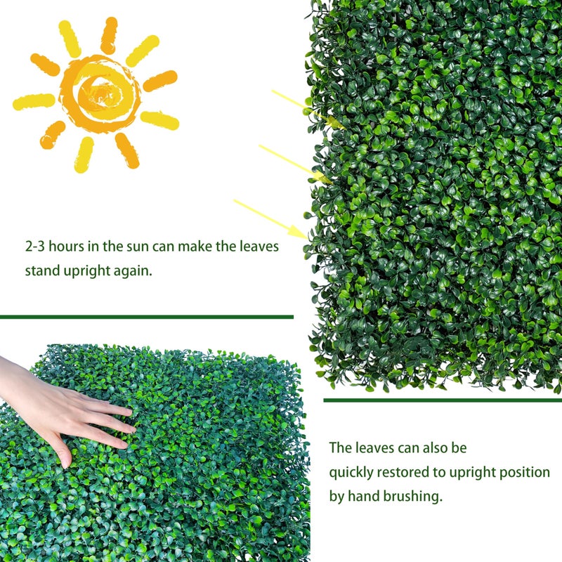 ODTORY Artificial Grass Wall Panel Backdrop,10 X 10 in 25P(17.5 sqft) UV-Anti Greenery Boxwood Panels for Indoor Outdoor Green Wall Decor & Ivy Fence Covering Privacy - Image 4