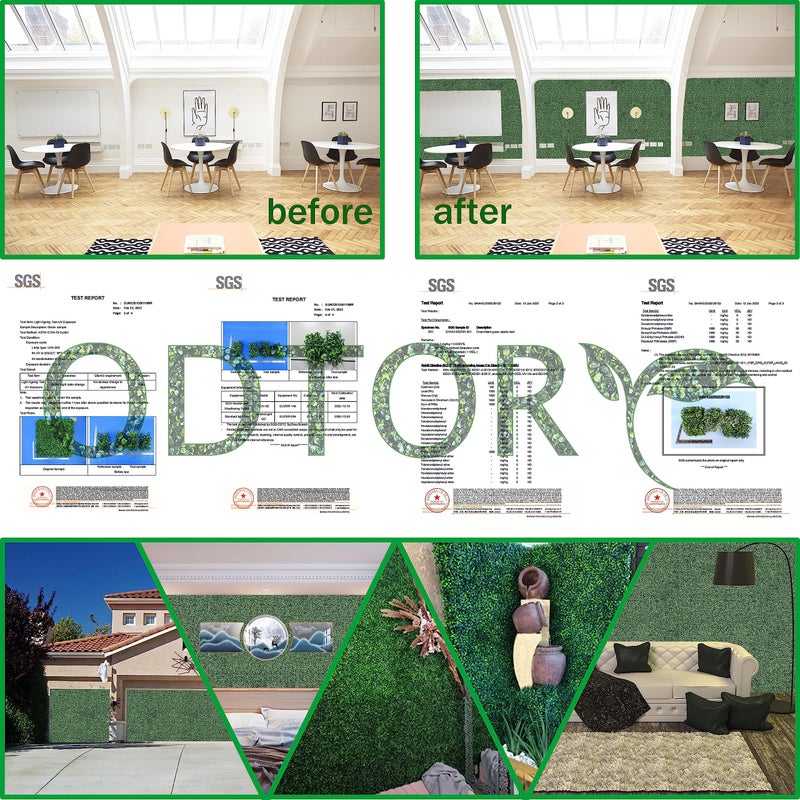 ODTORY Artificial Grass Wall Panel Backdrop,10 X 10 in 25P(17.5 sqft) UV-Anti Greenery Boxwood Panels for Indoor Outdoor Green Wall Decor & Ivy Fence Covering Privacy - Image 5
