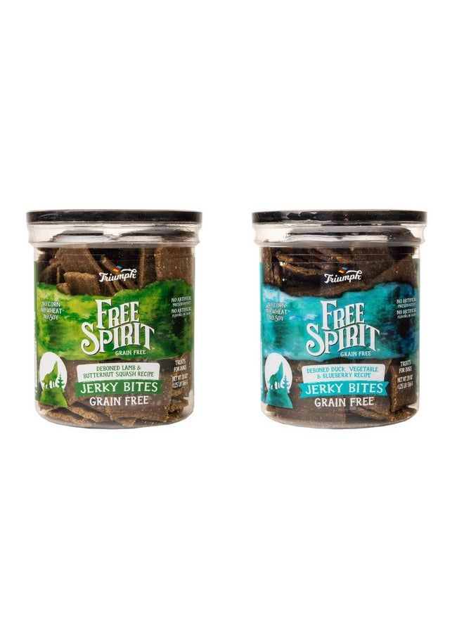 TRIUMPH Triumph Grain-Free Jerky Bites Dog Treats Variety Pack, 20 Ounces Each of Lamb and Duck 