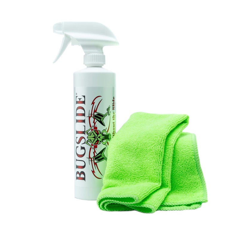 BugSlide 16 Oz Shop Kit Cleaner and Polisher with Microfiber Towel, Tree Sap Remover, Waterless Detailer for Removing Bugs Without Scratching, Shining and Degreasing All Surfaces - Image 1