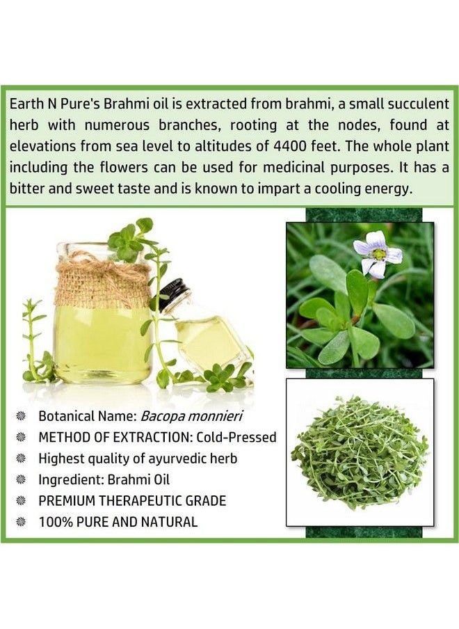 Earth N Pure زيت براهمي 100% نقي وطبيعي غير مخفف ومعصور على البارد ودرجة علاجية زيت الأيورفيدا للبشرة والشعر يهدئ العقل ويحافظ على الشعر باردًا زيت الشعر لنمو الشعر (50 مل)  - Image 4