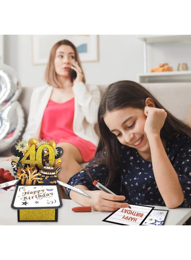 Asmallgf Happy 40th Birthday Pop-up Card for Mom Dad, Cool Splendid Forty Bday 3D Greeting Card for Husband Wife, Best 40 Year Old Birthday Gift Ideas for Men Women - Image 5