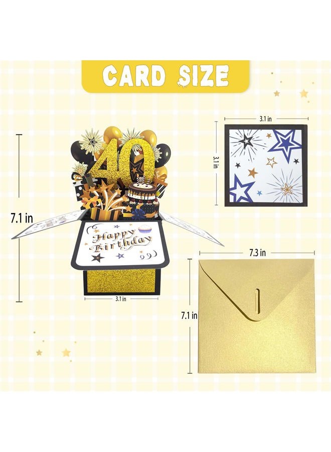 Asmallgf Happy 40th Birthday Pop-up Card for Mom Dad, Cool Splendid Forty Bday 3D Greeting Card for Husband Wife, Best 40 Year Old Birthday Gift Ideas for Men Women - Image 2