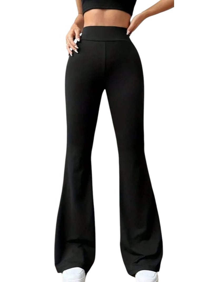 Soft Steps High Waist Wide Leg Charlston Flare Yoga Pants for Women – Stretchy Bootcut Workout Leggings Size L - Image 3