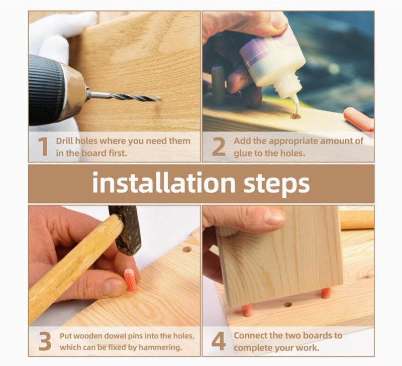 bloomax دبابيس دائرية. ملحقات ربط الأثاث. دبابيس دائرية مجوفة. مصنوعة من الخشب الصلب. (08 مم × 40 مم، عبوة من 250 قطعة) - Image 3