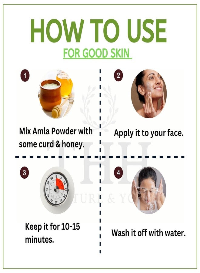 THH 1Kg Organic Amla Powder for Hair Growth and Healthy Scalp|Edible Indian Gooseberry Powder for Hair & Skin| Artificial Colour, & Preservatives-Free - Image 3