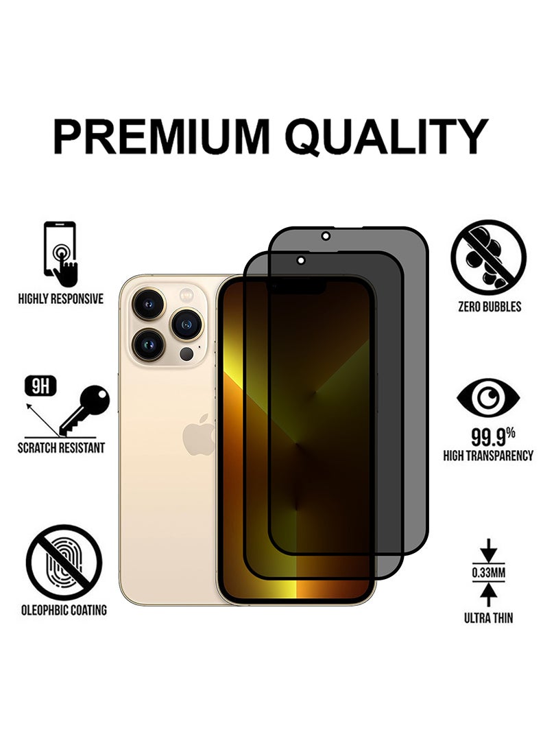Theodor Pack of 2 Tempered Glass Screen Protector With 9H hardness For APPLE IPHONE 13 PRO Privacy 6.1 - Image 2