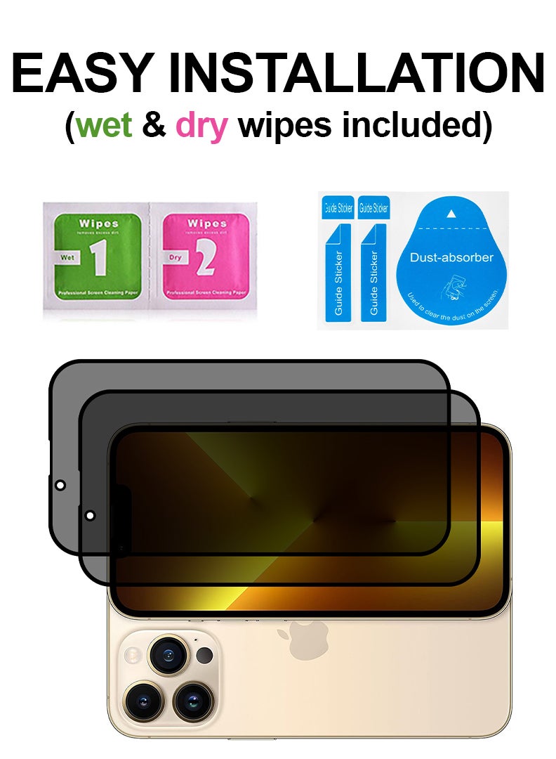 Theodor Pack of 2 Tempered Glass Screen Protector With 9H hardness For APPLE IPHONE 13 PRO Privacy 6.1 - Image 3