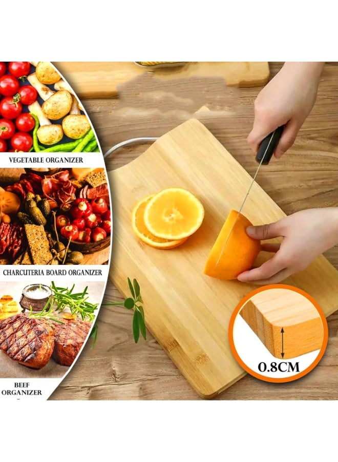 هومستر خشب الخيزران الطبيعي مزدوج الجانبين الكبير (40 × 30 سم) مع مقبض معدني قطع لوحة القطع لخضروات المطبخ والفواكه والجبن ، خالية من BPA ، صديقة للبيئة ، درجة مهنية للقوة - Image 5