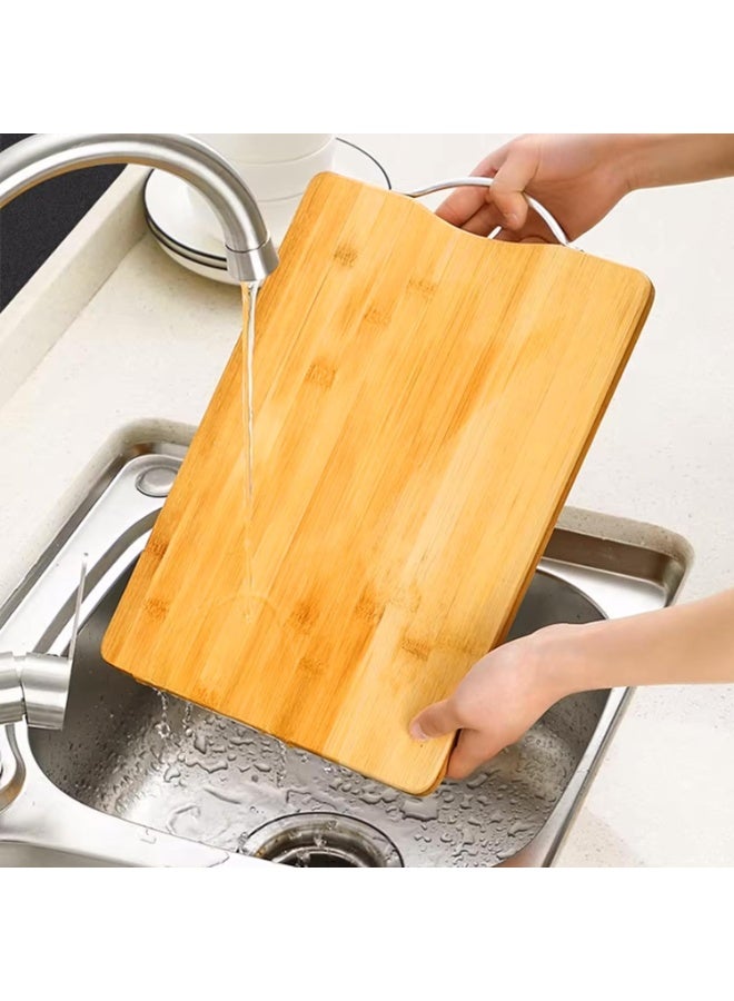 هومستر خشب الخيزران الطبيعي مزدوج الجانبين الكبير (40 × 30 سم) مع مقبض معدني قطع لوحة القطع لخضروات المطبخ والفواكه والجبن ، خالية من BPA ، صديقة للبيئة ، درجة مهنية للقوة - Image 1