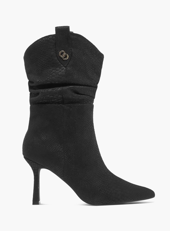 Celeste Women's Textured High Shaft Boots with Zip Closure - Image 1