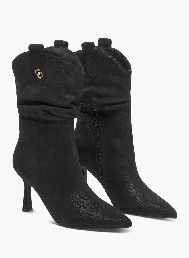 Celeste Women's Textured High Shaft Boots with Zip Closure - Image 2