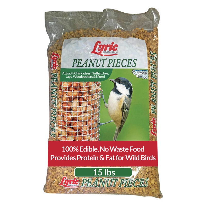 Lyric Peanut Pieces Wild Bird Seed 15 lb Bag - Shelled Peanuts Wild Bird Food for Outside Feeders - Attracts Titmice, Woodpeckers, Chickadees & More - Image 1
